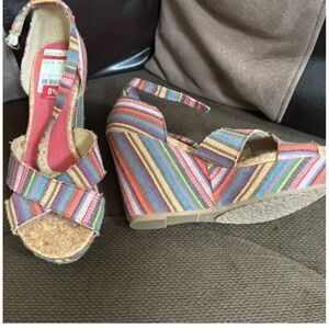 Rocket Dog Multicolor Striped Wedges